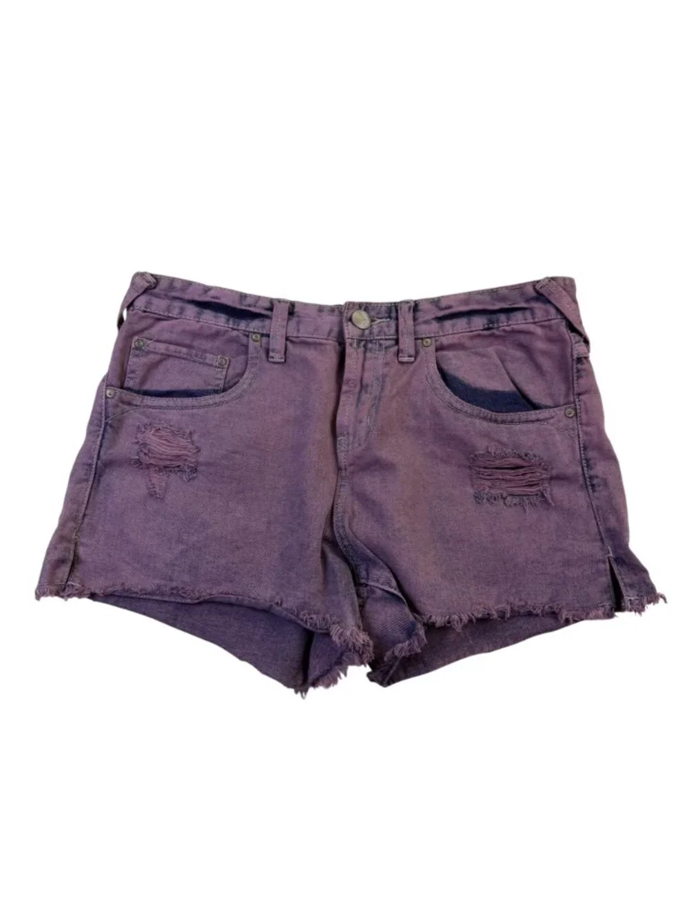 Free People Womens Purple Cotton Distressed Frayed Hem Denim Shorts W29